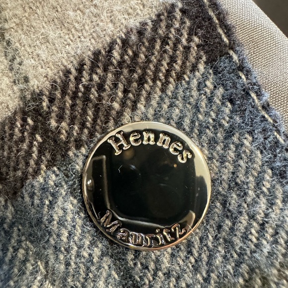 H&M Plaid Shacket Jacket Womens Large Beige Gray Button Front Flannel Coat - Picture 8 of 8